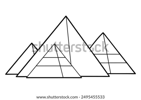 Pyramid of Khufu line art illustration highlighting iconic pyramid design