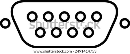 Computer Connector Display Input Port, Serial Port flat black vector icon.