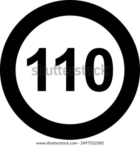 Traffic Road Sign, Max Speed flat black vector icon.