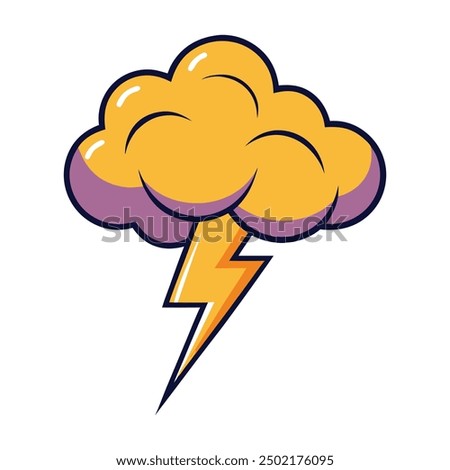 a cartoon cloud with lightning bolt vector