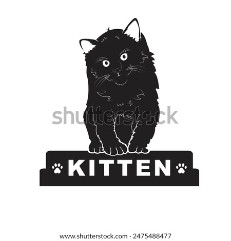 black silhouette of cat vector illustration for logo or icon. simple flat logo design