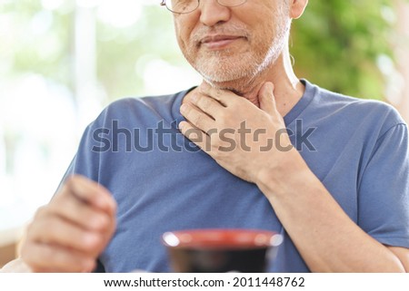 Elderly people who have dysphagia due to eating Stockfoto © 