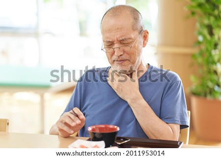 Elderly people who have dysphagia due to eating Stockfoto © 