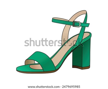 Women's Footwear Green High Heel Sandals, Girl Shoes, Green Female Slipper, Female Footwear Design Isolated In White Background, Realistic Fashion Vector
