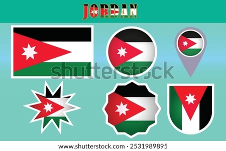 High-quality vector of the National Flag of Jordan, featuring the iconic black, white, green, and red design with a star. Perfect for patriotic and educational projects.