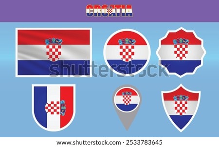 High-quality vector of the National Flag of Croatia, featuring red, white, and blue stripes with the iconic checkered emblem. Ideal for patriotic and educational projects.