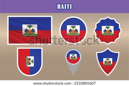 Vibrant vector of the National Flag of Haiti, showcasing bold blue and red stripes with a striking coat of arms. Ideal for patriotic, cultural, and educational projects!