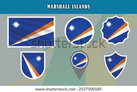 Marshall Islands flag vector illustration with iconic sunburst and rising stripes. Perfect for learning, global awareness, and national identity materials.