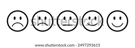 feedback emojis icons , rating emojis set in black clour, feedback emoticons collection, very happy, happy, neutral, sad and very sad emojis , very sad emojis, flat icon set of rating