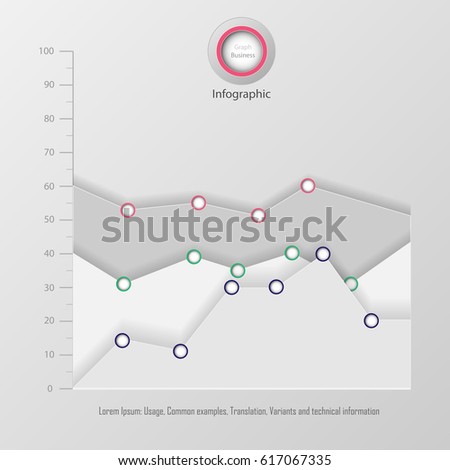 Area chart, graph infographics element. Vector.