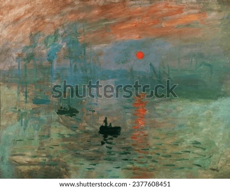 impression - stylized vector version of a painting by claude monet
