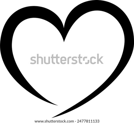 Doodle Heart,Open Heart black and white outline vector  ,Heart silhouette,Love sign 