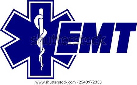 Star of Life EMT Ambulance Medical Logo, Medical symbol of the Emergency, Star of Life EMT icon. Drugs Pharmacy sign,  stock illustration