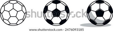 football or soccer ball icon set in different styles