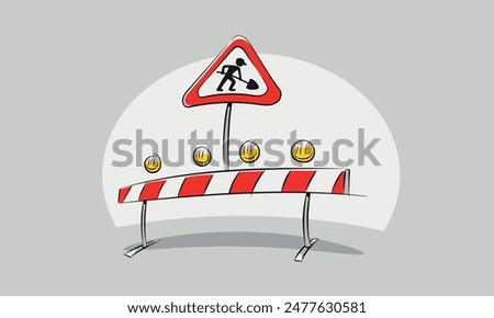 Similar – Image, Stock Photo Construction site barriers and footpath