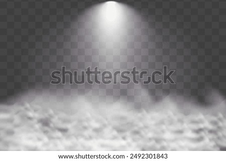 Dark stage on a transparent background, light spotlight, empty stage and room.Vector illustration.