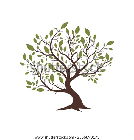 This tree vector showcases a beautiful design with vibrant green leaves and natural flowing branches. green leaves tree design, nature-inspired illustration, tree clipart, eco-friendly tree art, botan