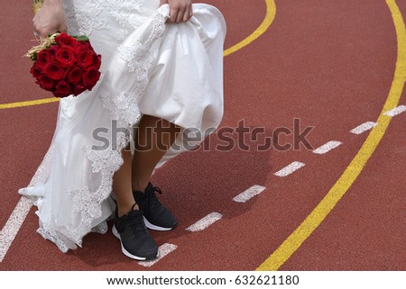 Similar – Image, Stock Photo Wedding dress with sneakers