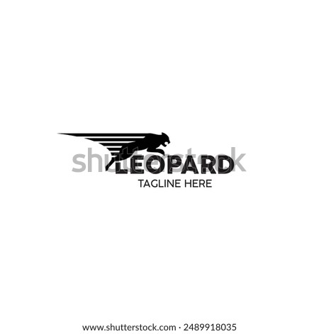 Leopard logo design jump over writing.