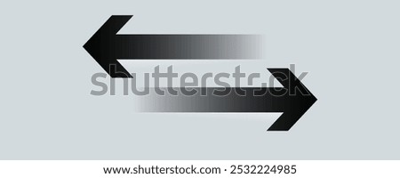 Long GBlack arrow pointing right. Vector illustrationray Covert Arrow Shadows Gray Header