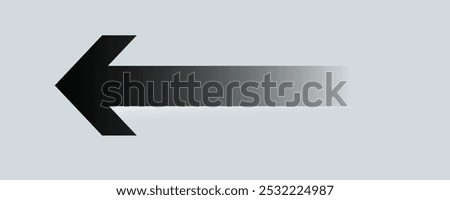 Long GBlack arrow pointing right. Vector illustrationray Covert Arrow Shadows Gray Header