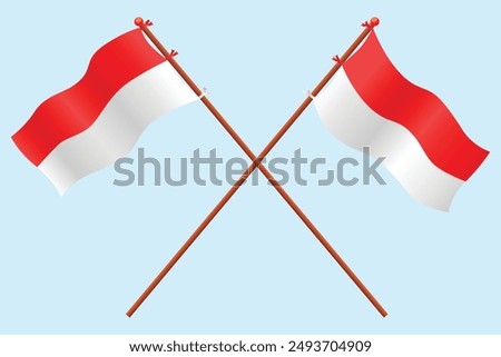 Illustration of the Indonesian flag for the special independence day of the Republic of Indonesia and education about the country of Indonesia.