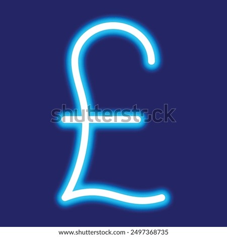 Pound Sterling currency symbol with blue neon light effect