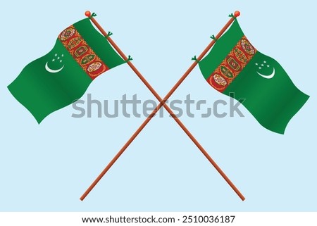 Turkmenistan Flag icon illustration. For education about the country of Turkmenistan and symbols for Turkmenistan Independence day.