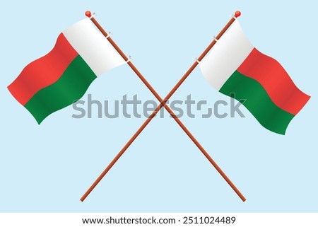 Madagascar Flag icon illustration. For education about the country of Madagascar and symbols for Madagascar Independence day.