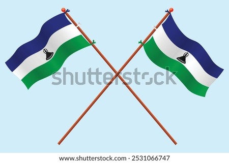 Lesotho Flag icon illustration. For education about the country of Lesotho and symbols for Lesotho Independence day.