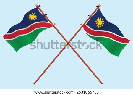 Illustration of the Namibia Flag icon. For education about the country of Namibia and symbols for Namibia's Independence day.