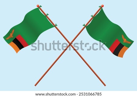 Zambia Flag icon illustration. For education about the country of Zambia and symbols for Zambian Independence day.