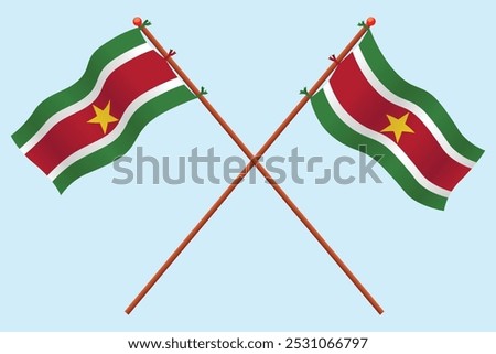 Suriname Flag icon illustration. For education about the country of Suriname and symbols for Suriname's Independence day.