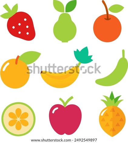 Cartoon funny fruits. Happy kiwi banana raspberry orange cherry with face. Summer fruit and berry vector characters isolated on white. Fruit kiwi and banana, orange and strawberry illustration