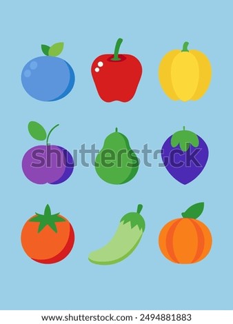 Vegetables icons detailed photo realistic vector set