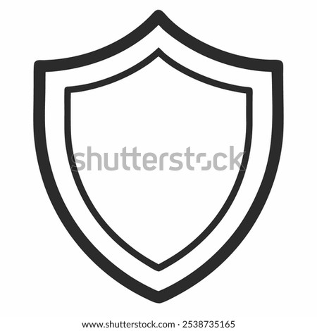 A simple yet effective line drawing of a shield, ideal for adding a touch of protection and security to your designs. This versatile graphic is perfect for branding, logos.