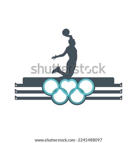 basketball medal hanger with athlete's silhouette, laser cutting file, vector image