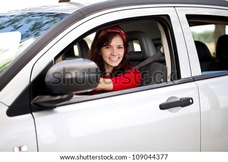 happy woman driver