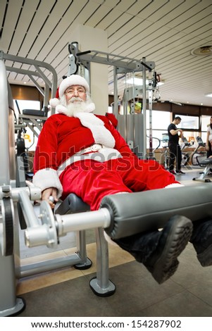 Father Christmas doing exercises before delivering presents