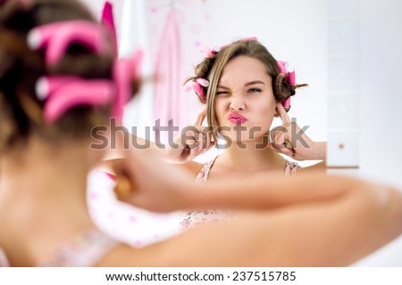 Teen girl gesture and activity not listening, concept ignorance