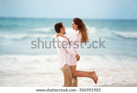 Emotion couple enjoying in summer vacation