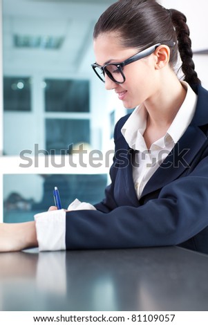 young success businesswoman working in office