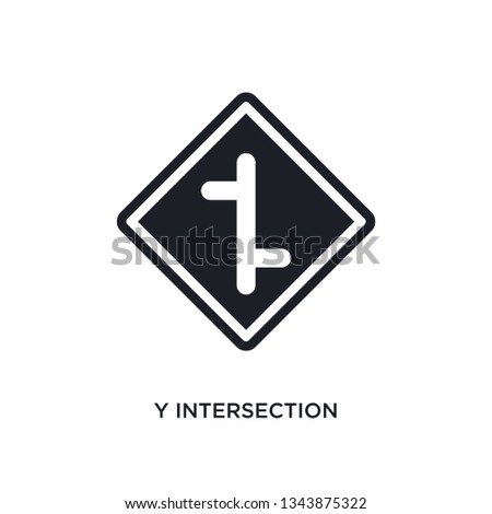 y intersection isolated icon. simple element illustration from traffic signs concept icons. y intersection editable logo sign symbol design on white background. can be use for web and mobile