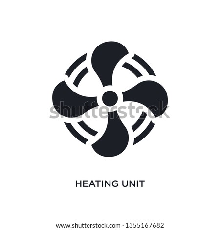 black heating unit isolated vector icon. simple element illustration from furniture and household concept vector icons. heating unit editable black logo symbol design on white background. can be use