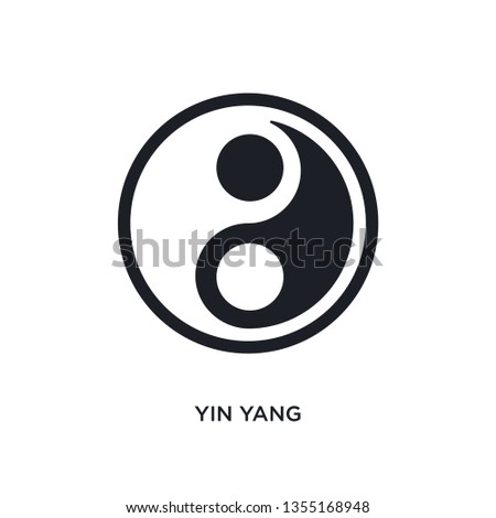 black yin yang isolated vector icon. simple element illustration from accommodation concept vector icons. yin yang editable logo symbol design on white background. can be use for web and mobile