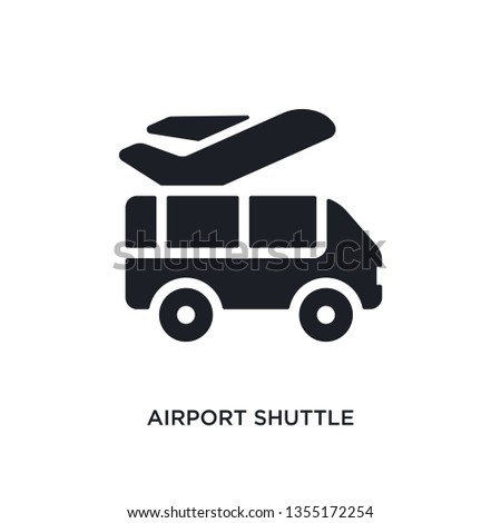 black airport shuttle isolated vector icon. simple element illustration from transportation concept vector icons. airport shuttle editable logo symbol design on white background. can be use for web