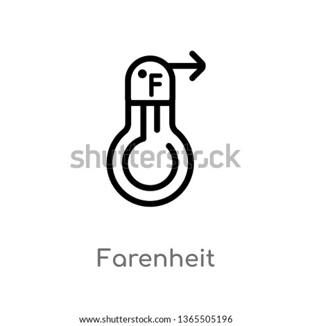 outline farenheit vector icon. isolated black simple line element illustration from meteorology concept. editable vector stroke farenheit icon on white background