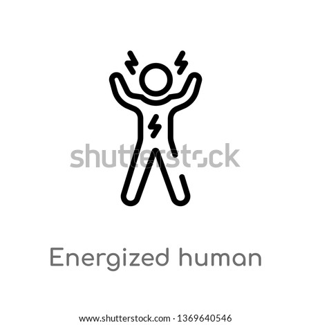 energized human vector line icon. Simple element illustration. energized human outline icon from feelings concept. Can be used for web and mobile