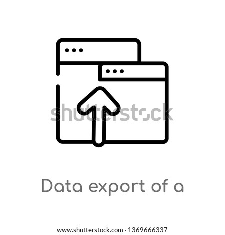 data export of a window with an arrow vector line icon. Simple element illustration. data export of a window with an arrow outline icon from user interface concept. Can be used for web and mobile