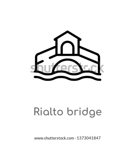 outline rialto bridge vector icon. isolated black simple line element illustration from buildings concept. editable vector stroke rialto bridge icon on white background